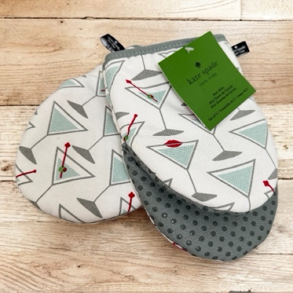 Kate Spade Martini Print Kitchen Set in Gray and Green - Picture 2 of 3